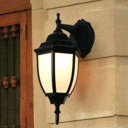 FOS LIGHTING Victorian Black Aluminum Outdoor Wall Sconce with White Acrylic Panes-picture-44