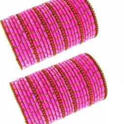 Only Offers Set Of 40 Pink Glass Artificial Stones Bangle-picture-21