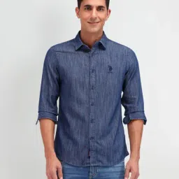 U.S. Polo Assn. Denim Co. Blue Cotton Slim Fit Denim Shirt-picture-20