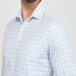 Park Avenue Blue Slim Fit Checkered Formal Shirt image 5