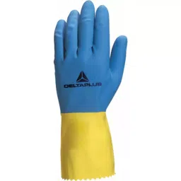 Delta Plus Blue Yellow Chemical Resistant Work Gloves Size 8/9 Latex Coating, VE330BJ08 (Pack of 12 Pair)-picture-38