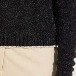 Styli Black Self Pattern Pullover image 4