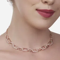 Zaveri Pearls Rose Gold Party Bling Cubic Zirconia Necklace & Earring Set-ZPFK15254-picture-27