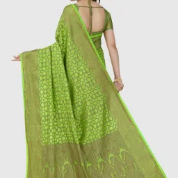 Mimosa Green Woven Patola Saree With Blouse image 2