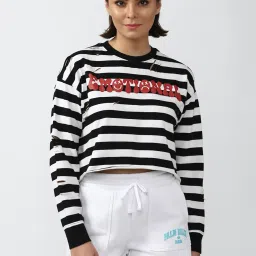 Forever 21 Black & White Striped Crop Top image 1