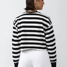 Forever 21 Black & White Striped Crop Top image 2