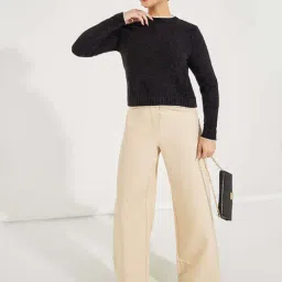 Styli Black Self Pattern Pullover image 3