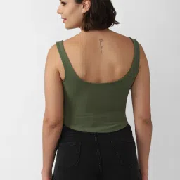 Forever 21 Olive Cotton Regular Fit Crop Top image 2