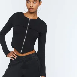 Forever 21 Black Cotton Regular Fit Crop Top image 1