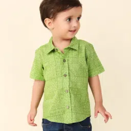 Fabindia Kids Green Printed Shirt-picture-30