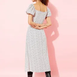 Anvi Be Yourself White & Black Polka Dots A-Line Dress image 2