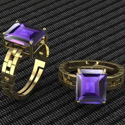elitemart Men Gold-Plated Alloy Amethyst Finger Ring image 3