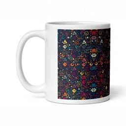 Mr UVD White & Blue Geometric Printed Ceramic Matte Mug 350 ml-picture-31