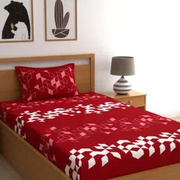 Dreamscape Red Cotton 144 TC Bed Sheet Set-image-5