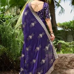all about you Ethnic Motifs Embroidered Heavy Work Saree image 2