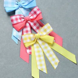 FUNKRAFTS Girls Set of 3 Ribbon Checks Bow Alligator Hair Clip image 4