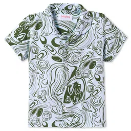 Babyhug Cotton Woven Half Sleeves Printed Shirt - Green image 1