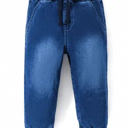 Bonfino Cotton Woven Full Length Solid Pull Up Jeans - Blue-image-25