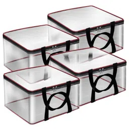 Storite 4 Pack Nylon 33 L PVC Transparent Clothes storage Bags/Saree Covers with Zip for Storage Specially Design for Woman Dresses,Sarees,Lehngas for Wardrobe Organizer(Redblack-image-12