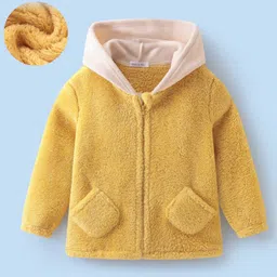 Mark & Mia Full Sleeves Fur Solid Hooded Sweatjacket - Yellow-picture-18