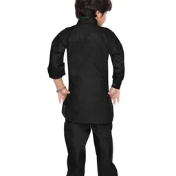 AJ Dezines Full Sleeves Solid Pathani Suit - Black image 3