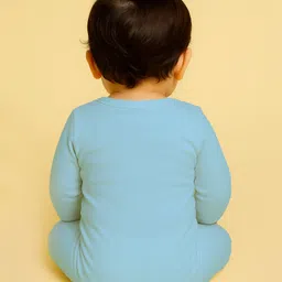 The Peppy Tend 100% Cotton Knit Full Sleeves Mini Boss Text Printed Romper - Blue image 3