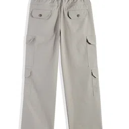 CAVIO Cotton Blend Woven Full Length Solid Cargo Pants With Belt Set - Dark Grey image 3