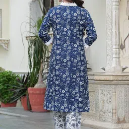 Royal Export Floral Printed V Neck Straight Kurta With Trousers image 2