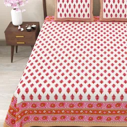 Myntra Elegant Homes Pink & White Printed 180 TC Cotton King Bedsheet Set 2.75 m x 2.25 m-picture-21