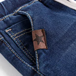 Bonfino Cotton Elastane Woven Full Length Denim Washed Jeans with Star Print - Blue image 3