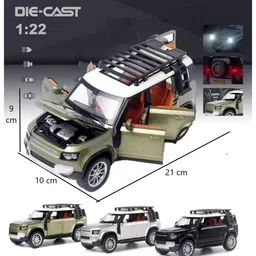 ADKD 1:22 Scale Die Cast Land Rover Defender Car Model Metal Car with Openable Doors & Pull Back with Sound and Light - (Colour May Vary/ Random Color) image 3