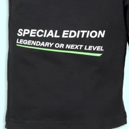 Kiddopanti Cotton Special Edition Text Printed Shorts - Black image 4