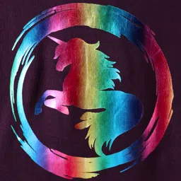 BUMZEE Looper Knit Full Sleeves Foil Unicorn Printed Sweatshirt - Wine image 4