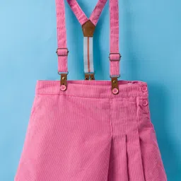 ToffyHouse Cotton Knit Full Sleeves Floral Printed Top & Skirt Set with Suspender - Pink image 4