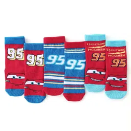 Cute Walk by Babyhug Disney Anti Bacterial Ankle Length Socks Cars Graphics Pack of 3  -  Multicolour image 5