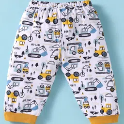 OHMS Single Jersey Knit Full Length Lounge Pants with Tractor Print Pack of 2 - Tan & White image 5