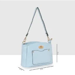 Esbeda Light Blue Solid Medium Shoulder Handbag image 2