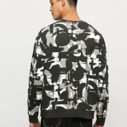 Pepe Jeans Black And White Cotton Oversize Printed Sweatshirt image 2