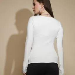 Global Republic White Acrylic Embellished Pullover image 2