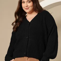 Sztori Plus Size Acrylic Ribbed Cardigan image 2