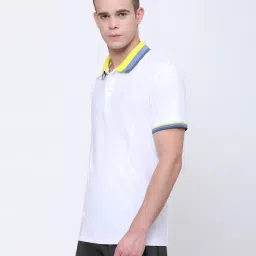 Dida White Polyster Regular Fit Solid Polo T-Shirt image 2