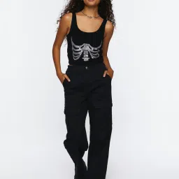 Forever 21 Black Cotton Printed Top image 4