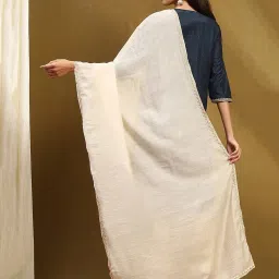 Biba Off White Solid Dupatta image 2