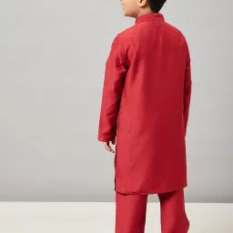 StyloBug Boys Maroon Kurta Set image 2