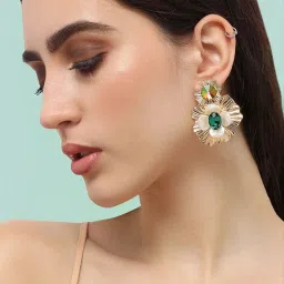 Sohi Gold Plated Designer Stone Party Drop Earrings image 2