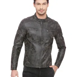 Basics Brown Cotton Comfort Fit Camouflage Jacket image 1