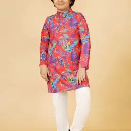 A.T.U.N. Boys Red & Blue Printed Full Sleeves Kurta Set-picture-16
