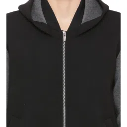 Basics Black Slim Fit Hooded Jacket image 4