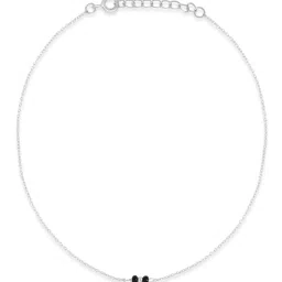 Zavya 925 Sterling Silver Subtle Black Beads Rhodium Plated Adjustable Link Chain Anklet image 2