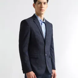 Arrow Midnight Blue Regular Fit Self Pattern Blazer image 3